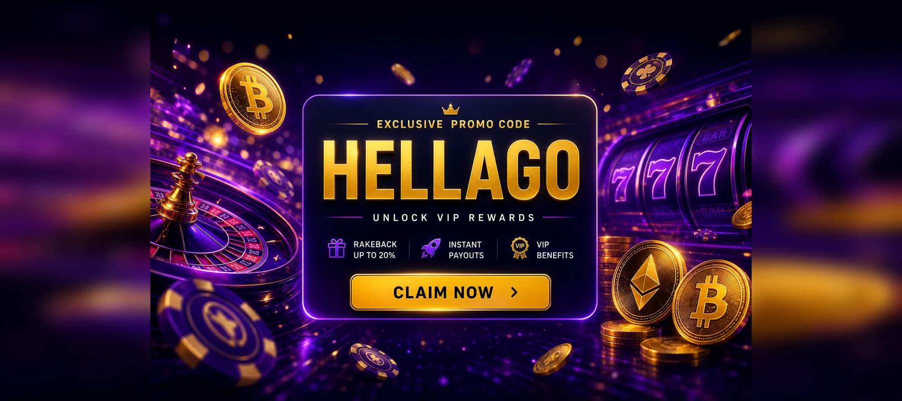 Roobet promo code HELLAGO claim field
